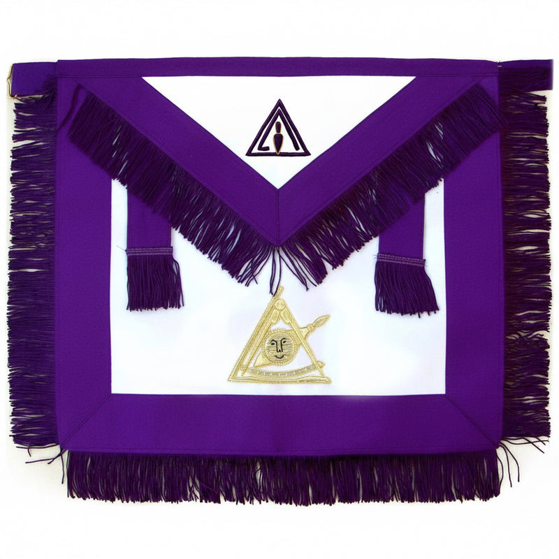 Tablier Passé TFIM. Franges, Triangle brisé à droite - Degrés Cryptiques (style américain) - Nos Colonnes