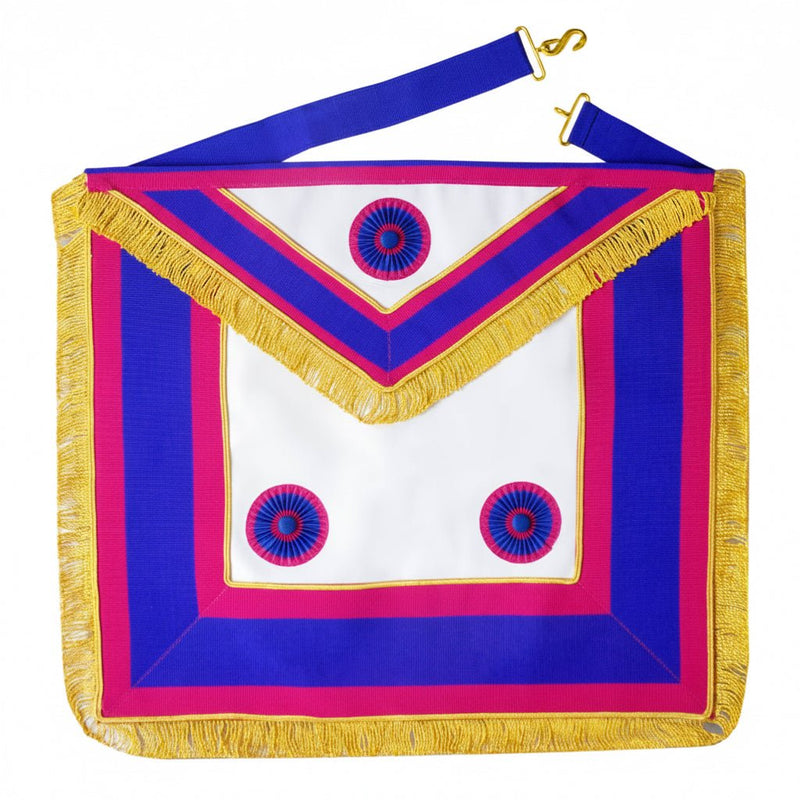 Tablier Provincial avec Rosettes (Grande Tenue). 46x40 cm - Maçonnerie de la Marque - Nos Colonnes