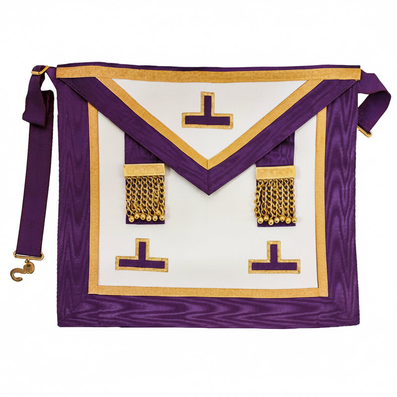 Tablier Vénérable Maître violet. Simili cuir. Pendeloques. 39x33cm - Memphis - Misraïm (ORUMM) - Nos Colonnes