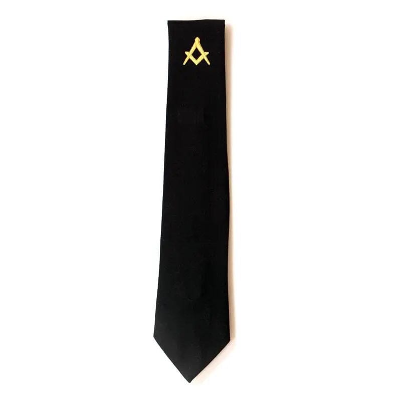 Cravate Maçonnique Noire - Équerre & Compas (Or) Nos Colonnes - Boutique Maçonnique