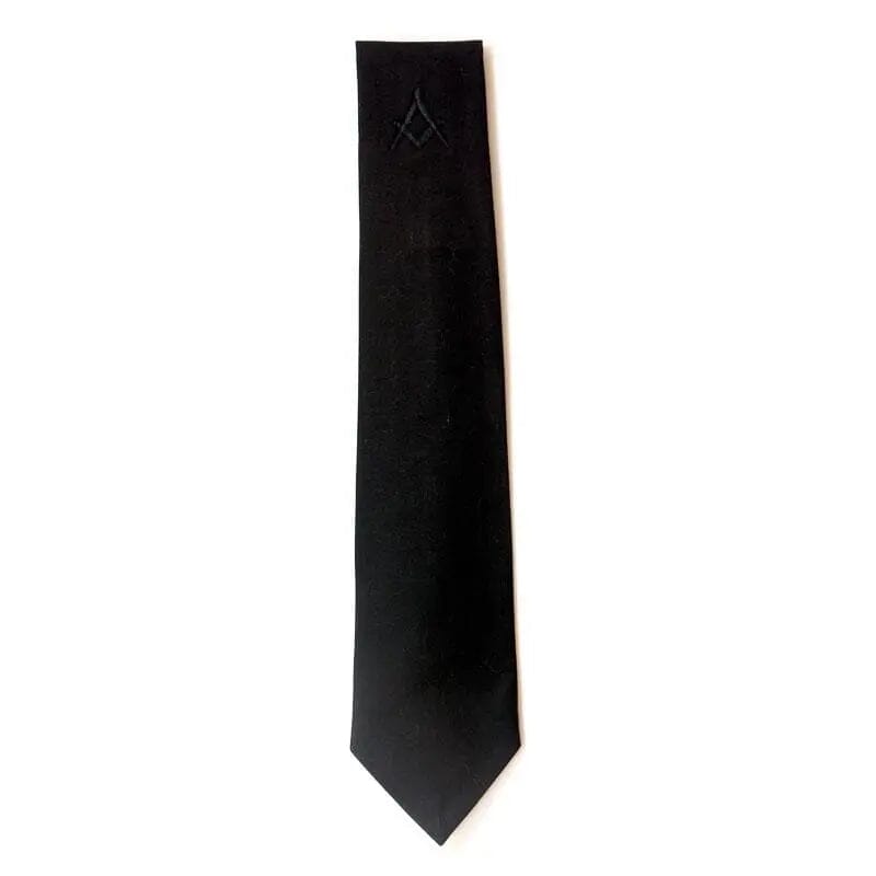 Cravate Maçonnique Noire - Équerre & Compas (noir) cravate Nos Colonnes - Boutique Maçonnique 