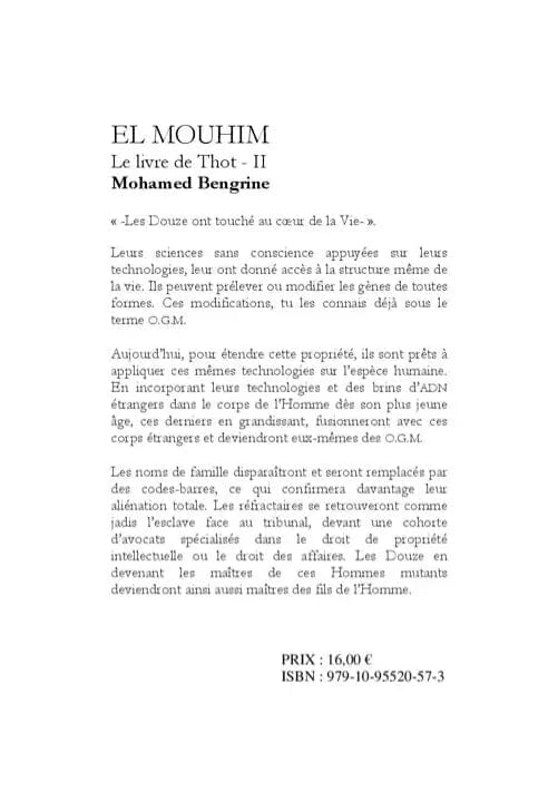 El Mouhim : Le Livre de Thot II livre maconnique Nos Colonnes - Boutique Maçonnique 