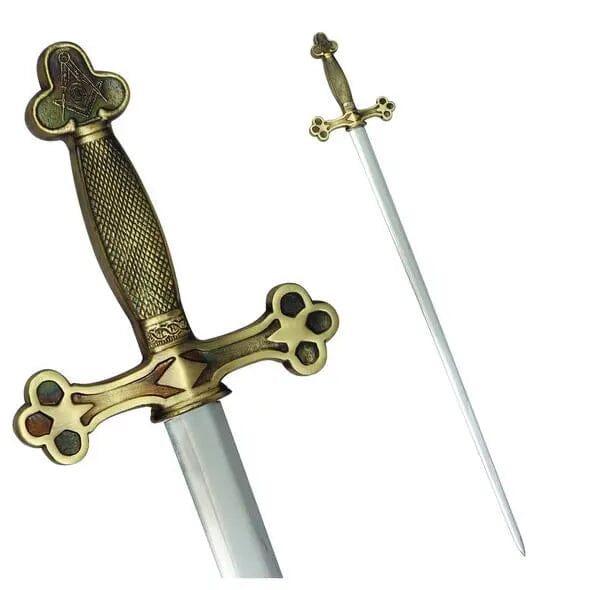 Épée maçonnique de Loge - Garde tréflée, symboles sculpture Nos Colonnes - Boutique Maçonnique 