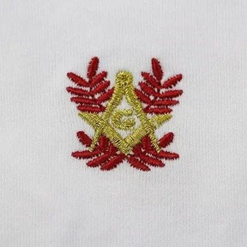 Gants Maçonniques Blancs. Équerre & Compas, Acacia (rouge et or) gants Nos Colonnes - Boutique Maçonnique 