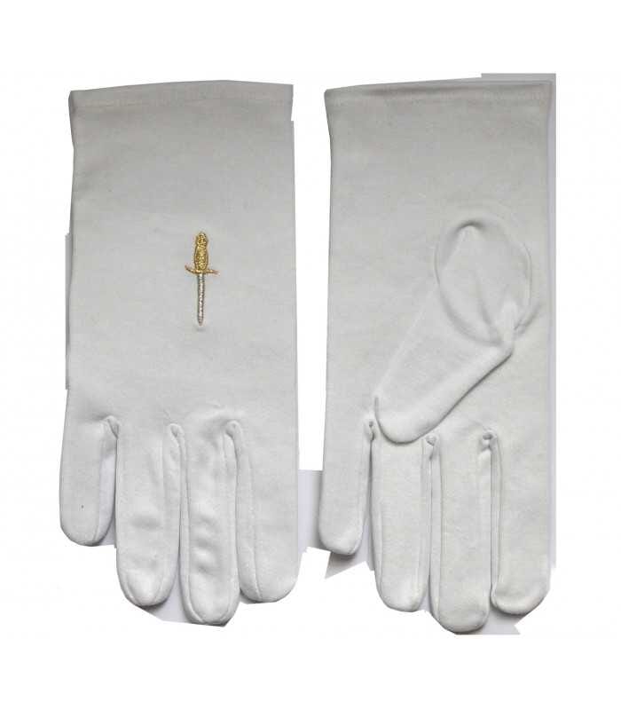 Gants Maçonniques Blancs. Poignard (or et argent) gants Nos Colonnes - Boutique Maçonnique 