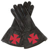 Gants Maçonniques noirs. Croix Templière (rouge). Cuir véritable gants Nos Colonnes - Boutique Maçonnique 