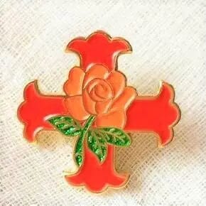 Pin's Maçonnique Rose-Croix (Rouge et Or) pins Nos Colonnes - Boutique Maçonnique 