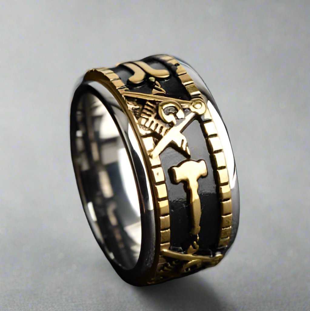 Vintage masonic ring (golden finish) – Nos Colonnes