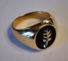 Onyx Masonic Signet Ring with Acacia Leaf