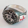 Templar Seal Signet Ring - Compass, Square and Shield (925/1000 silver aged)
