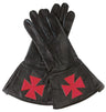 Gants Maçonniques Noirs avec Croix Templière en Cuir – Élégance Rituelle