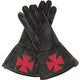 Gants Maçonniques Noirs avec Croix Templière en Cuir – Élégance Rituelle