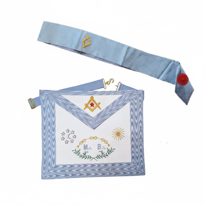 Pack Maître tablier bords droits et cordon Rite Français Traditionnel RFT – vue ensemble face