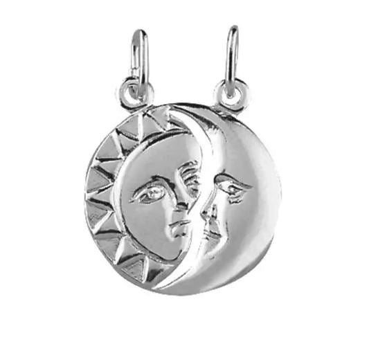 Pendentif grand modèle Soleil Lune Argent - Nos Colonnes