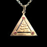 Pendentif triangle acacia en or 750/1000 et oxyde rouge