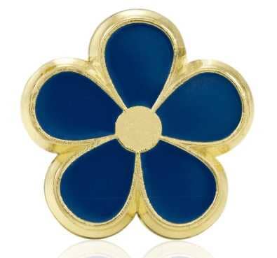 Pin’s myosotis maçonnique bleu et or 6 mm Ne M’oublie Pas
