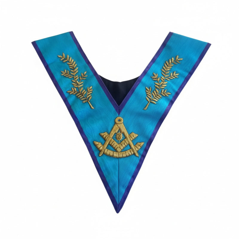 Sautoir Vénérable Maître. Broderie de l’Office. Soie Naturelle - Memphis - Misraïm - Nos Colonnes
