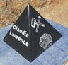 Pyramid Sculpture in matt black granite - engraving of your choice