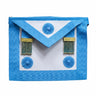 Tablier Maître Rite Français Groussier (RFG). 3 Rosettes + Pendeloques. 39x33cm