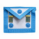 Tablier Maître Rite Français Groussier (RFG). 3 Rosettes + Pendeloques. 39x33cm