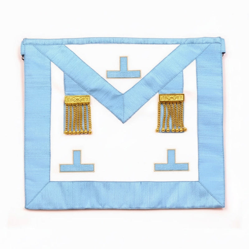 Tablier Vénérable Maître. 3 Taus/Pendeloques. 39x33cm - Rite Français Moderne Rétabli - Nos Colonnes